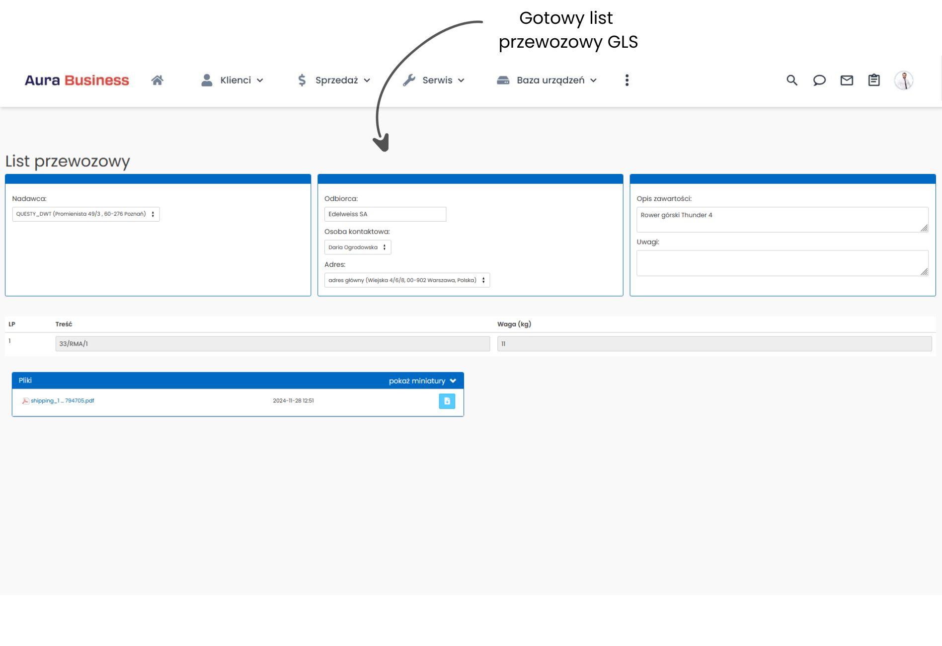 Integracja z GLS w systemie informatycznym