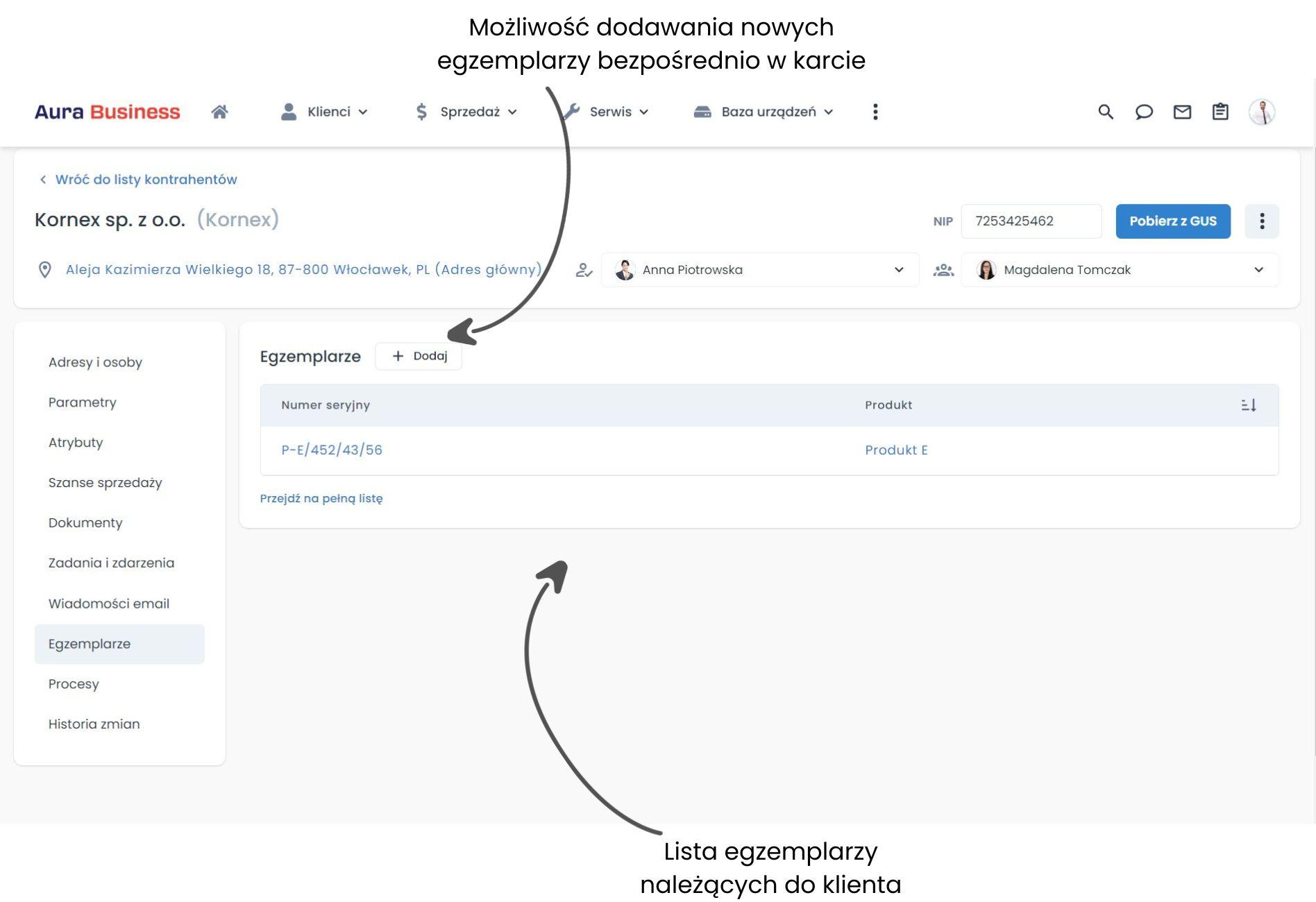 Baza wiedzy o kontrahentach - egzemplarze.