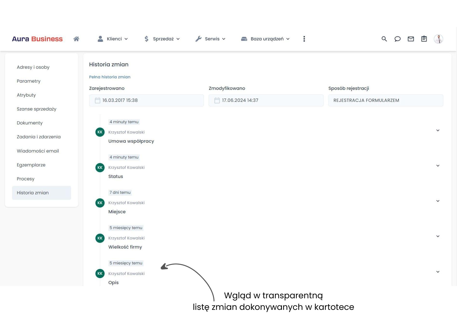 Baza wiedzy o kontrahentach - historia.