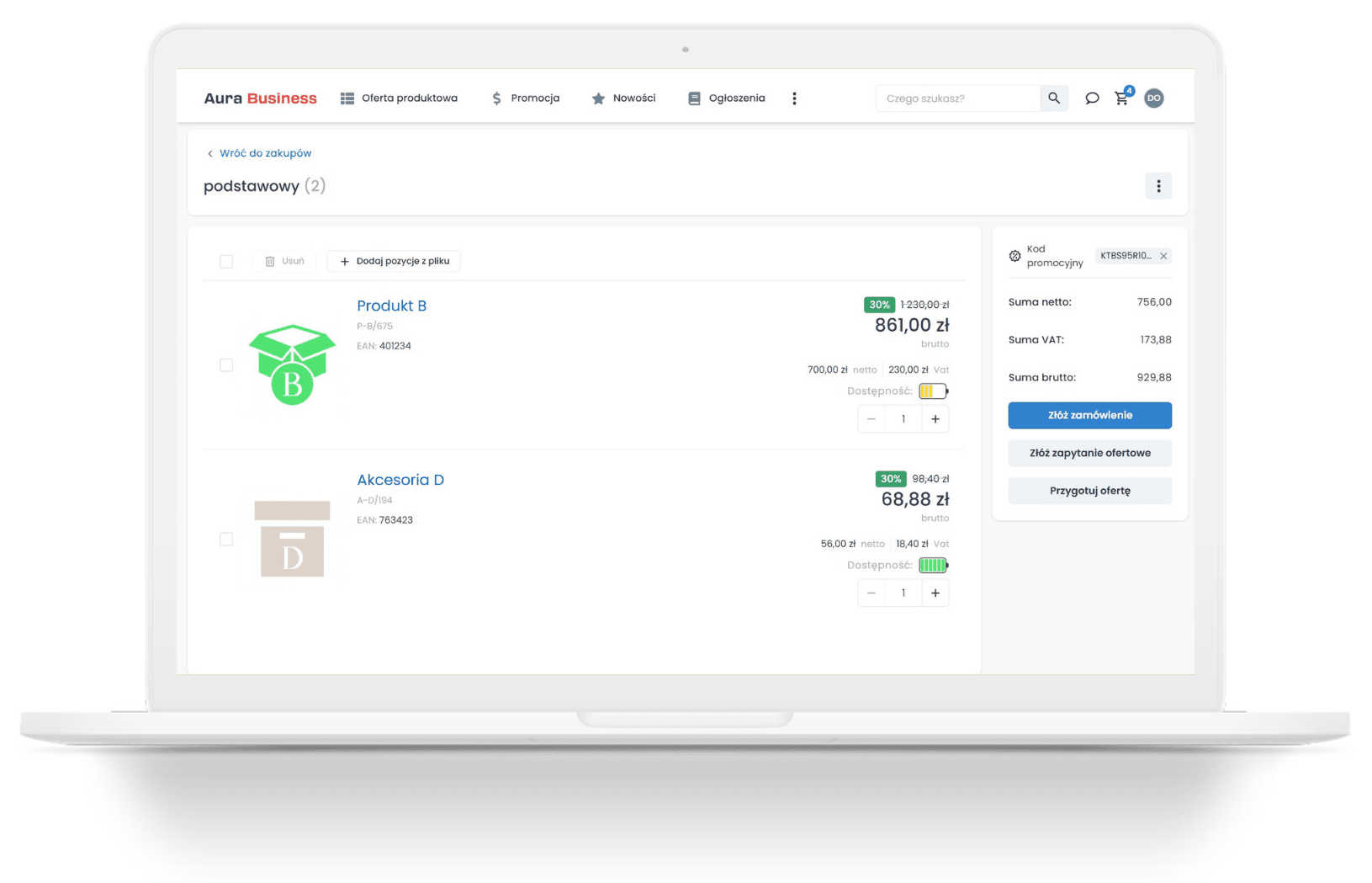 Kody rabatowe w systemie Aura Business.