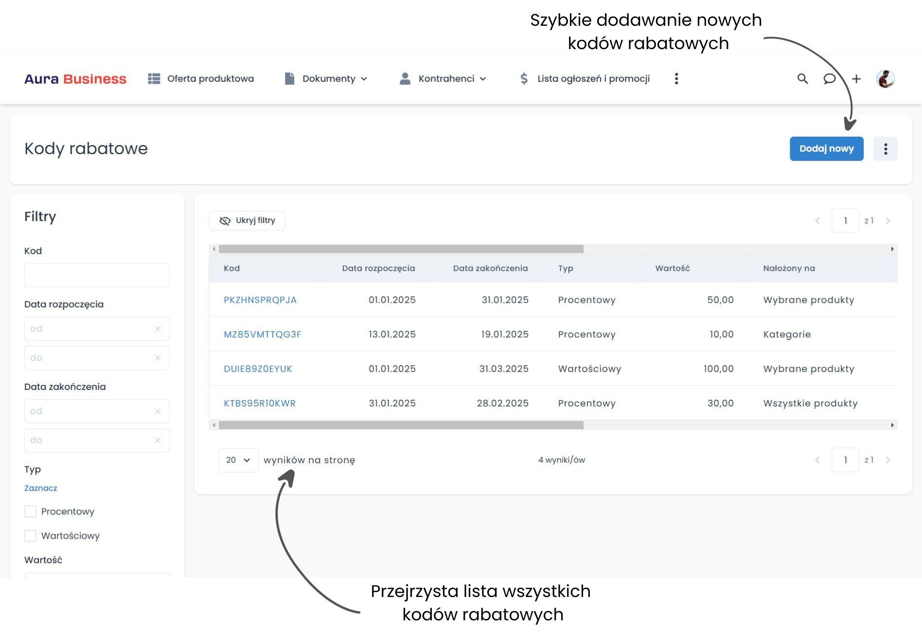 Lista wszystkich kodów rabatowych