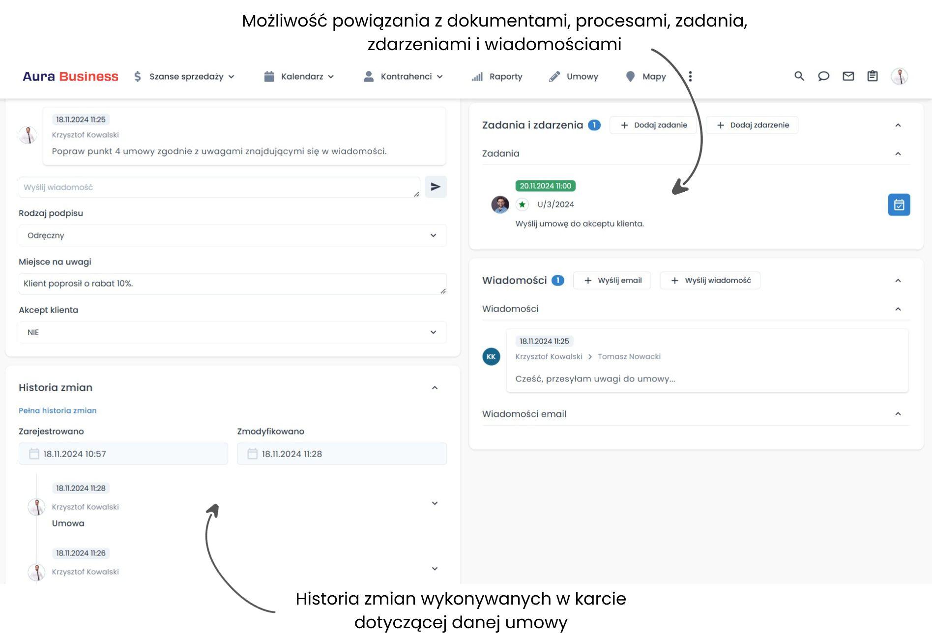 Zarządzanie umowami dzięki historii.